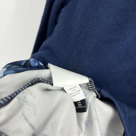 Kate Spade Sweater Size Medium Navy Mixed Media Floral Top Cotton Stretch Shirt - Picture 9 of 9